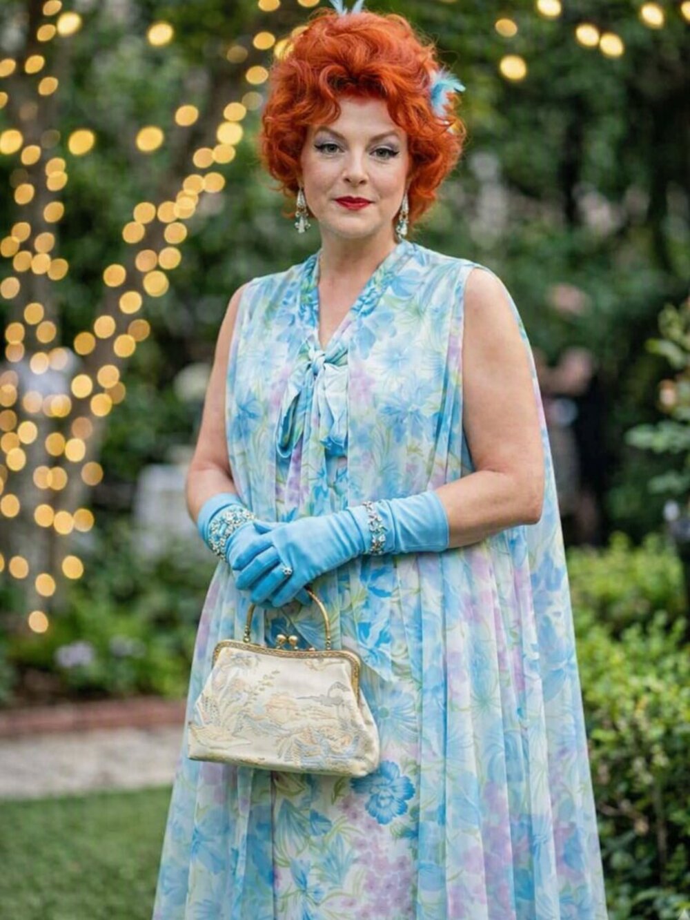 RARE LATE 50s Georgie Keyloun Hostess Gown - Endora Bewitched Chiffon Maxi L